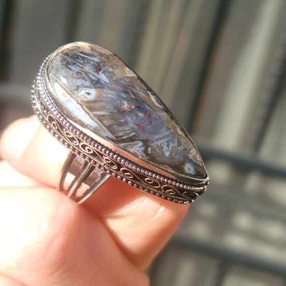 New Stick Agate 925 Silver Statement Ring. - Picture 2 of 16